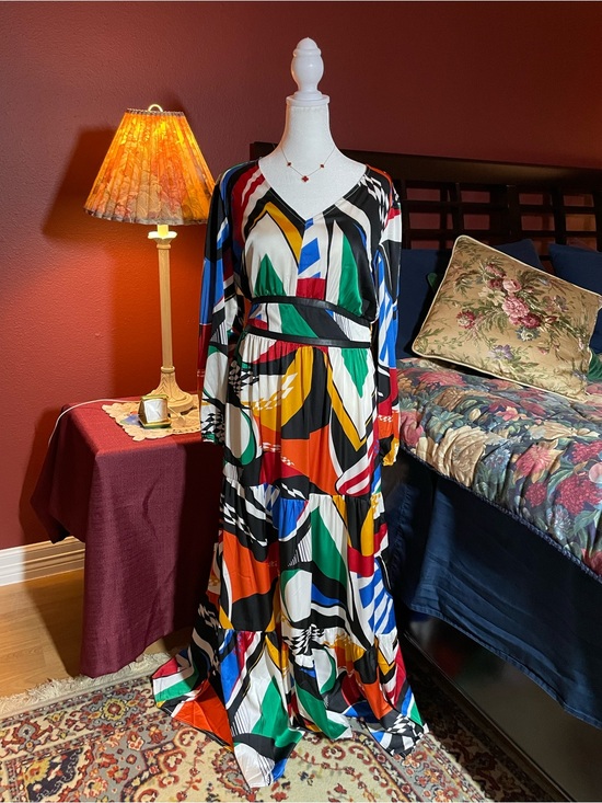 New York & Company Dresses & Skirts - New York & Company Multicolor Geometric V-Neck Maxi Dress boho style